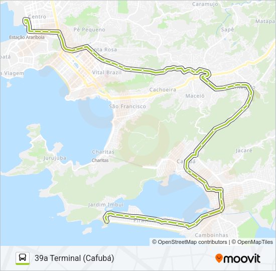 Mapa da linha 39A de ônibus