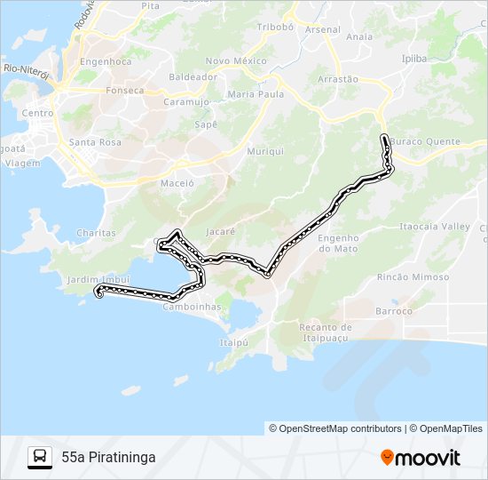 Mapa da linha 55A de ônibus