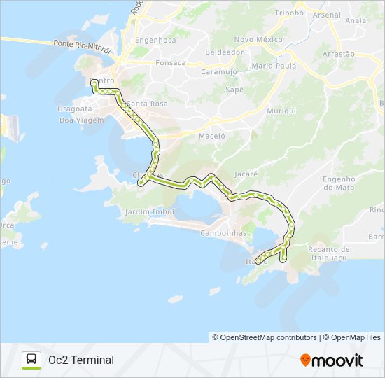 Mapa da linha OC2 de ônibus
