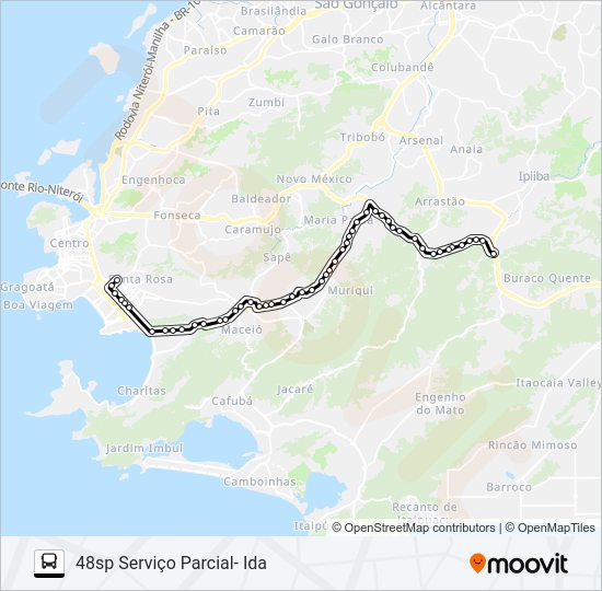 Mapa da linha 48SP de ônibus