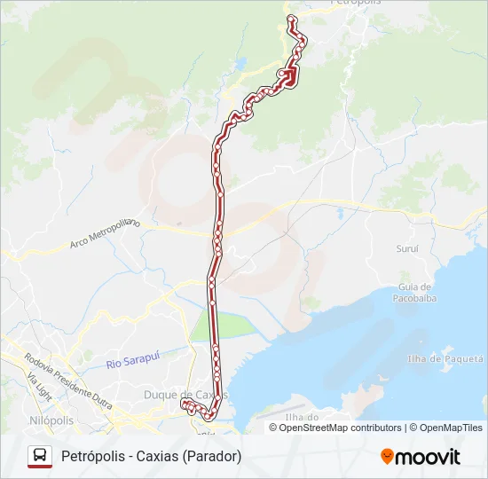 PETRÓPOLIS - CAXIAS (PARADOR) Bus Line Map