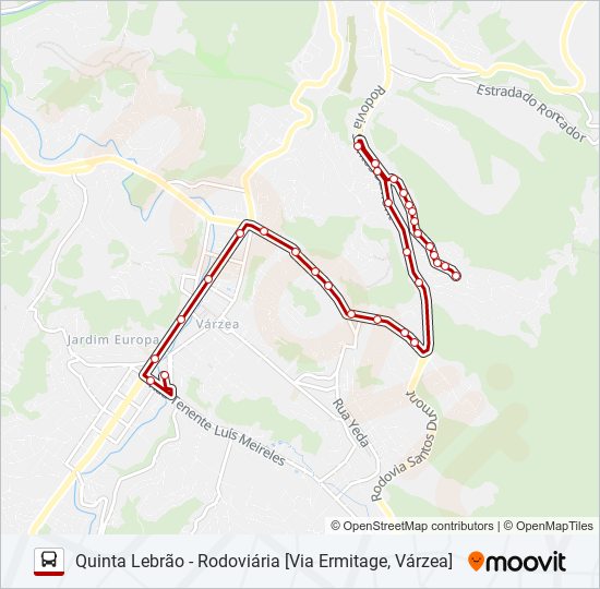 Mapa da linha 60A de ônibus