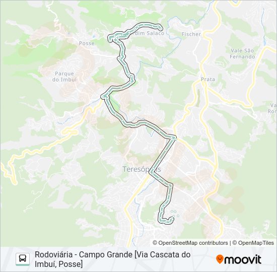 Mapa da linha P11B de ônibus