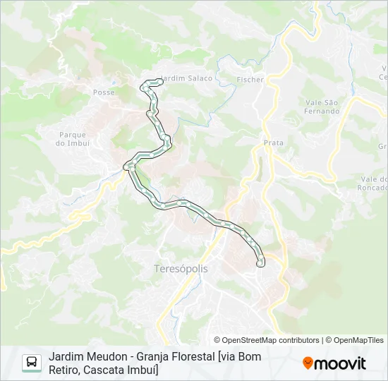 Mapa da linha P97A de ônibus