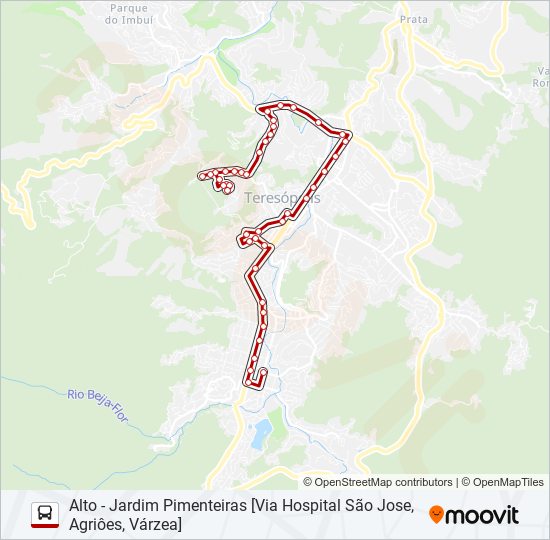 Mapa da linha 12E de ônibus