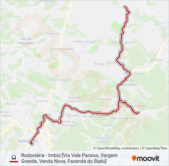 Mapa da linha 47F de ônibus
