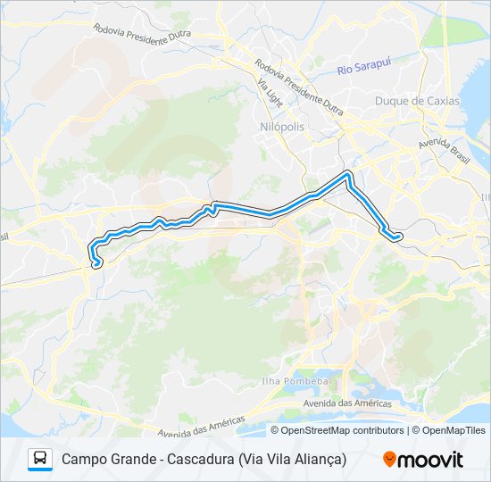 Mapa da linha SV790 de ônibus