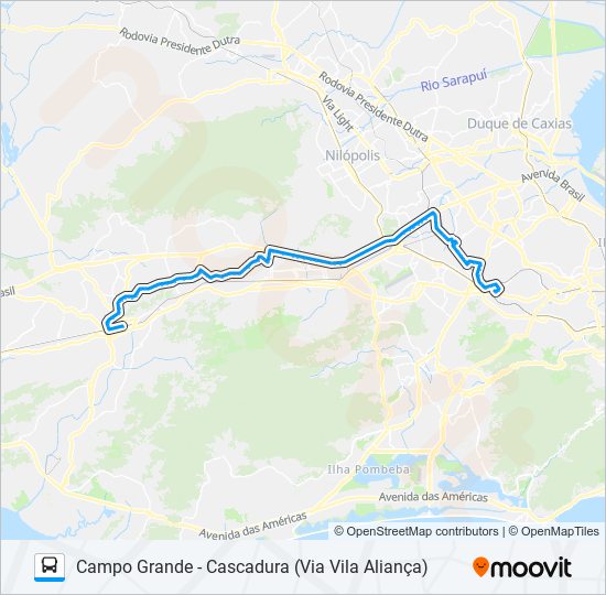 Mapa da linha SV790 de ônibus