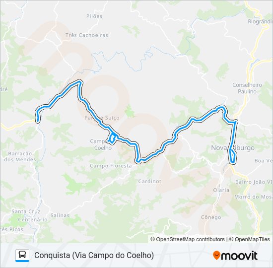 Mapa da linha 53-E de ônibus