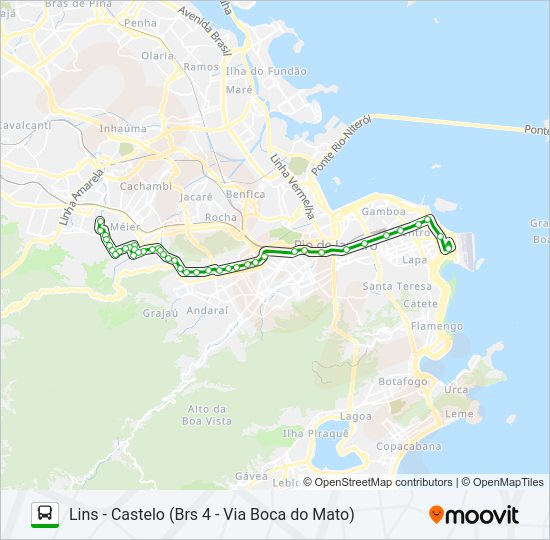 Mapa da linha SN 232 de ônibus