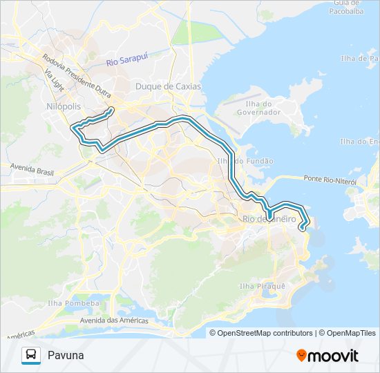 Mapa da linha SV 384 de ônibus