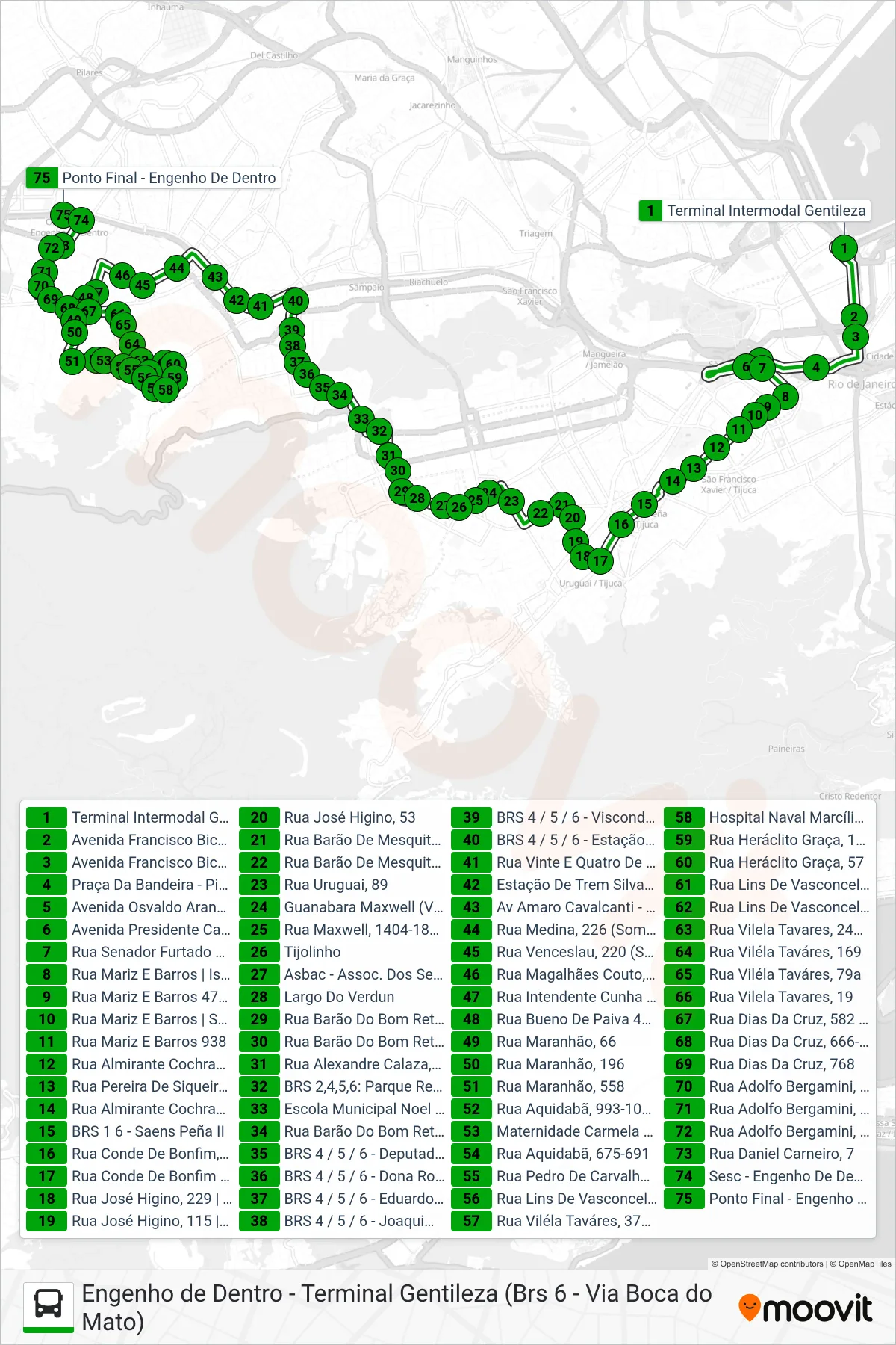 SV 606 bus Line (Engenho De Dentro (Área De Lazer)) route and stops on a map