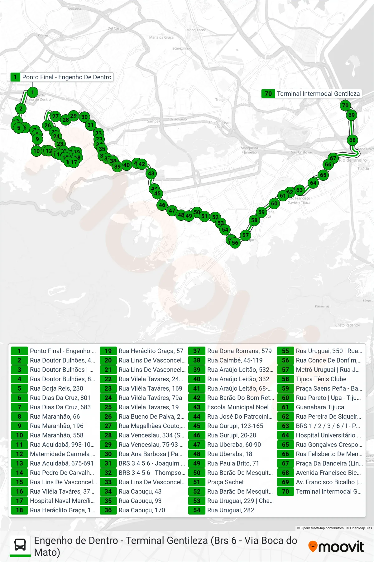 SV 606 bus Line (Terminal Gentileza (Área De Lazer)) route and stops on a map