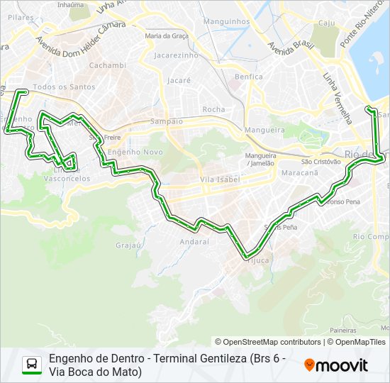 Mapa da linha SV 606 de ônibus
