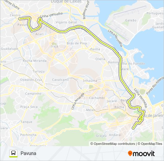Mapa da linha SVA 665 de ônibus
