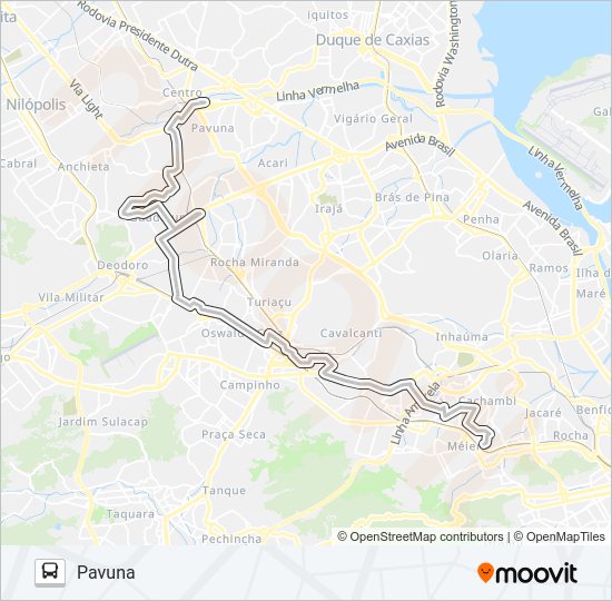 Mapa da linha SV 669 de ônibus