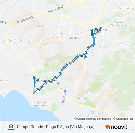 Mapa da linha SV 866 de ônibus