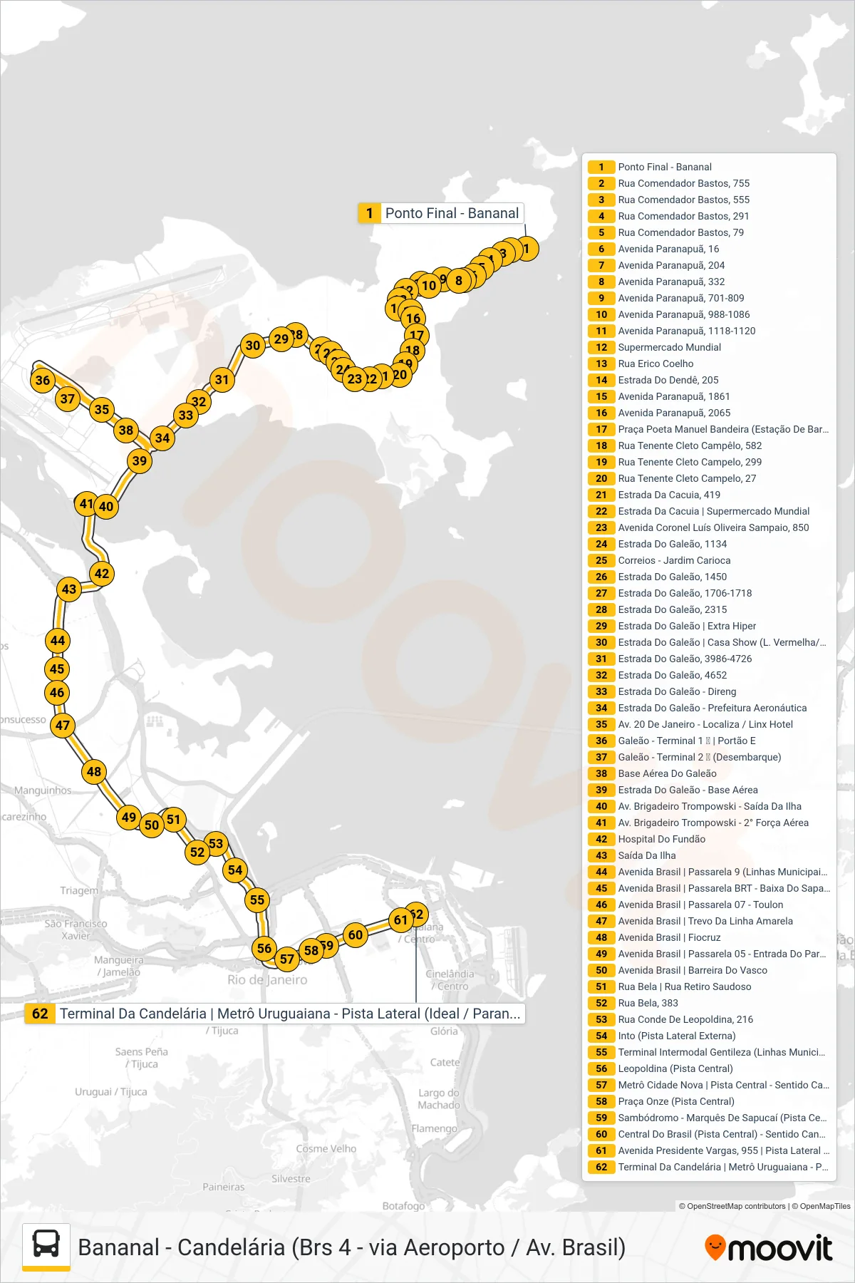 Rota e paradas da linha de ônibus SN 328 (Candelária) no mapa
