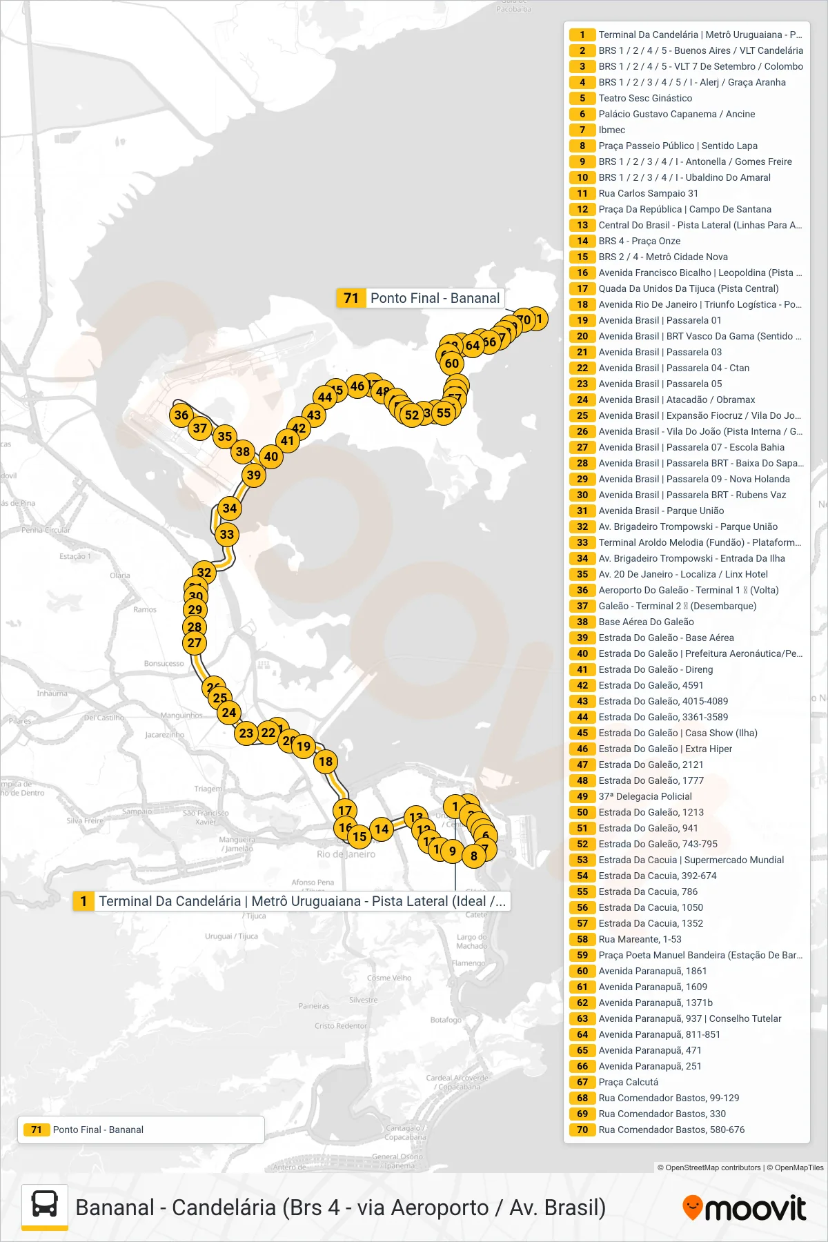 Rota e paradas da linha de ônibus SN 328 (Bananal) no mapa