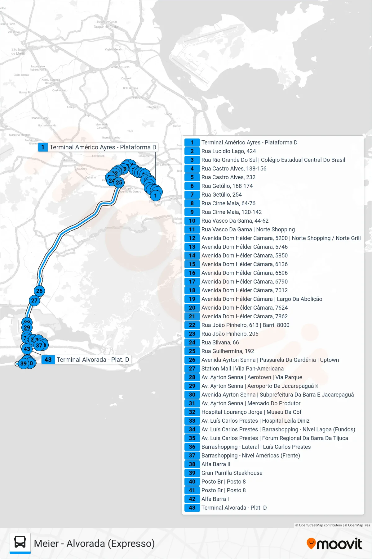 SV 692 bus Line (Alvorada) route and stops on a map