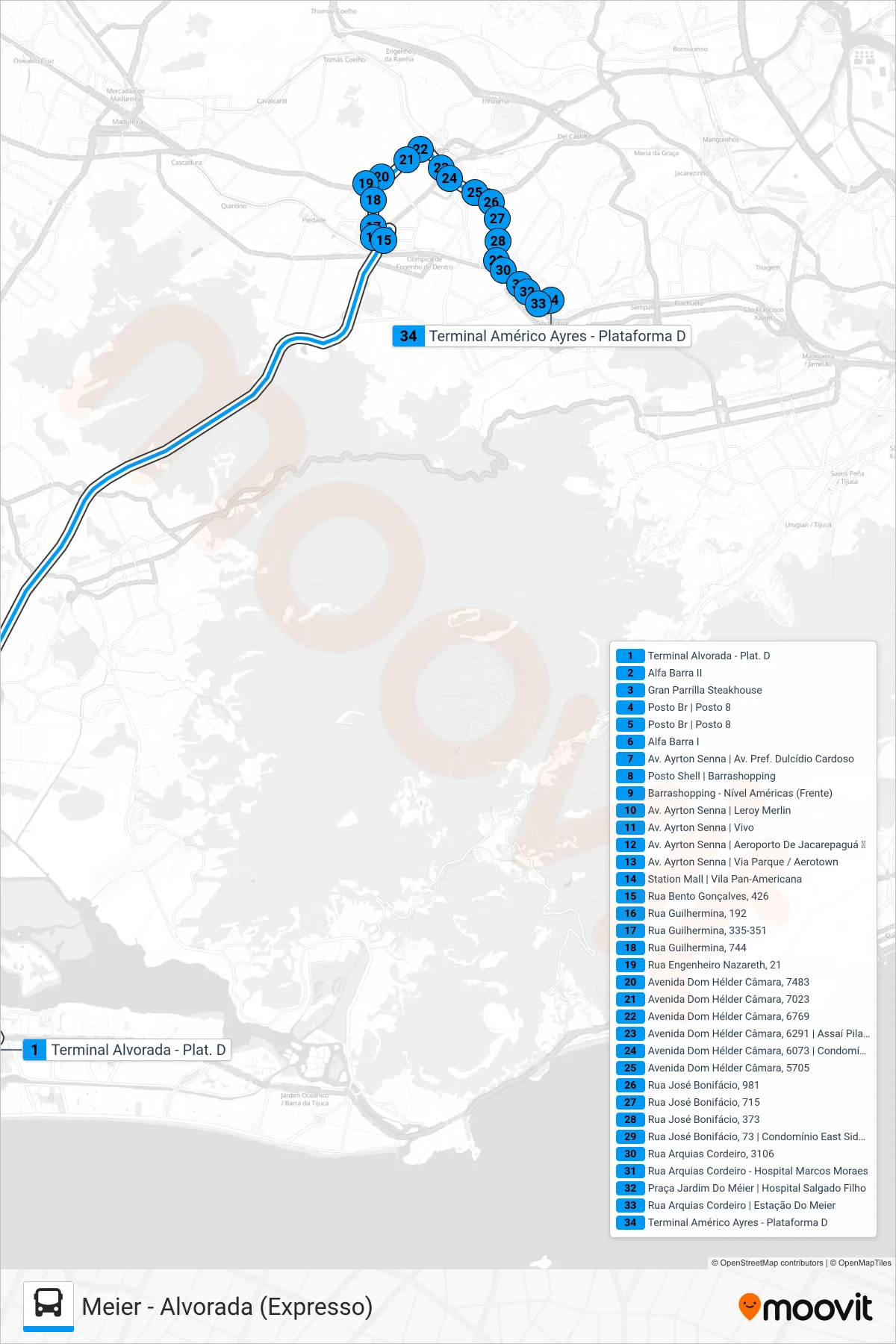 SV 692 bus Line (Meier) route and stops on a map