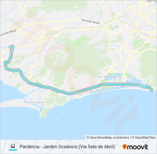 Mapa da linha SV 2802 de ônibus