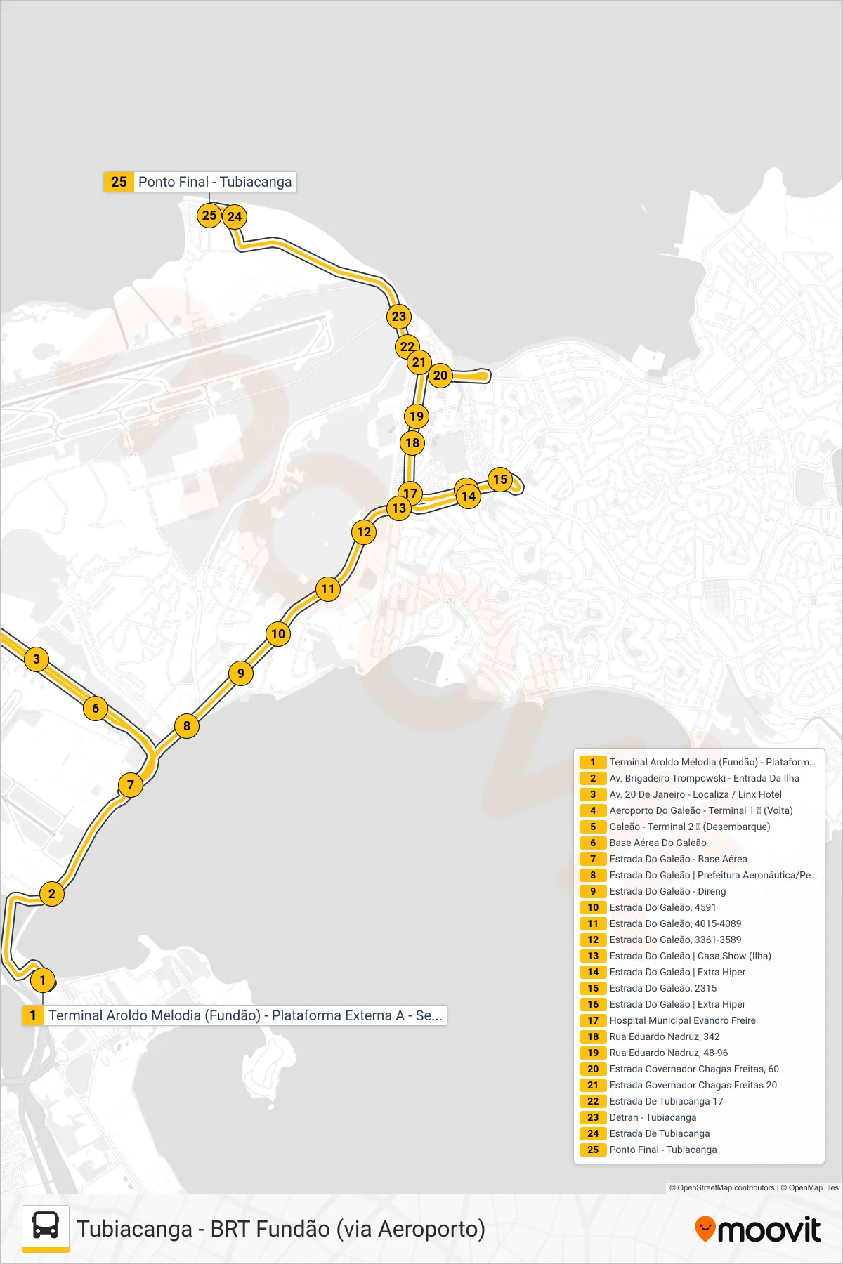 SV 922 bus Line (Tubiacanga) route and stops on a map