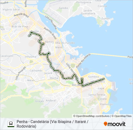 Mapa da linha SN 312 de ônibus