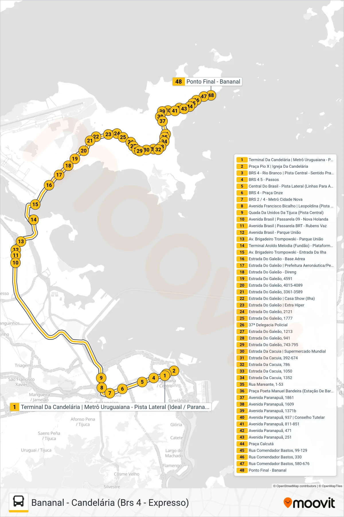 Rota e paradas da linha de ônibus SR 328 (Bananal) no mapa