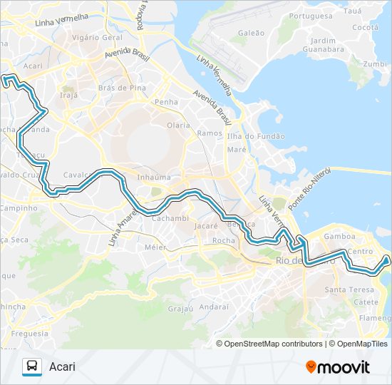 Mapa da linha SN 298 de ônibus