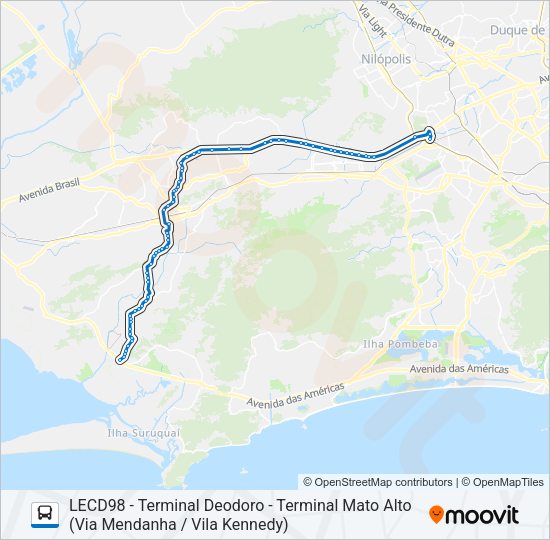 Mapa da linha SV 853 de ônibus