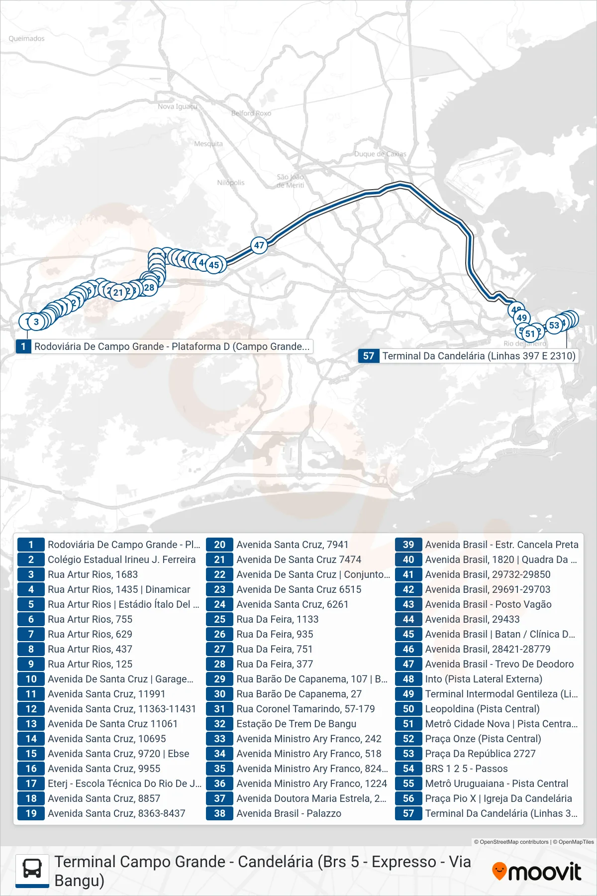 Rota e paradas da linha de ônibus SR 397 (Candelária) no mapa