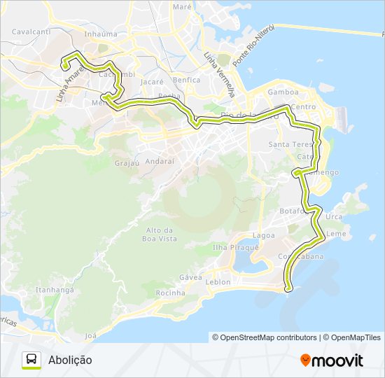 Mapa da linha SN 457 de ônibus