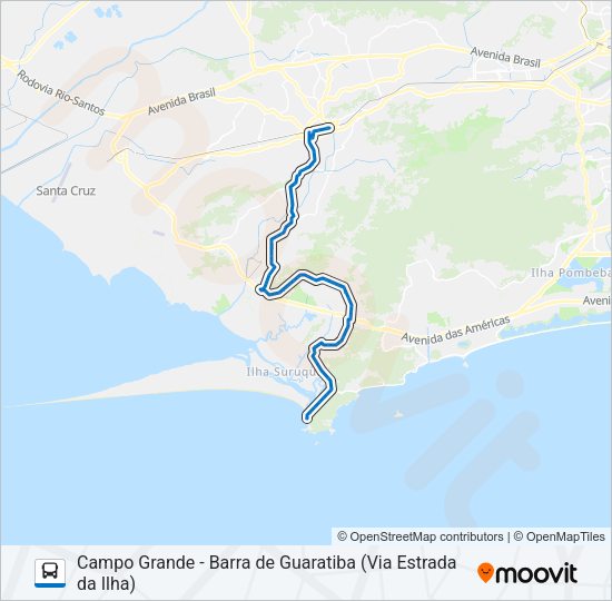 Mapa da linha SN 867 de ônibus
