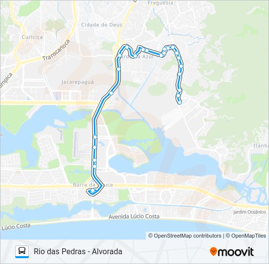 Mapa da linha SN 880 de ônibus