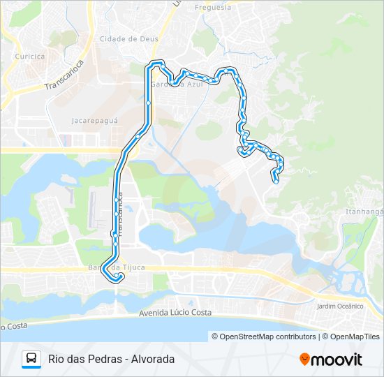 Mapa da linha SN 880 de ônibus