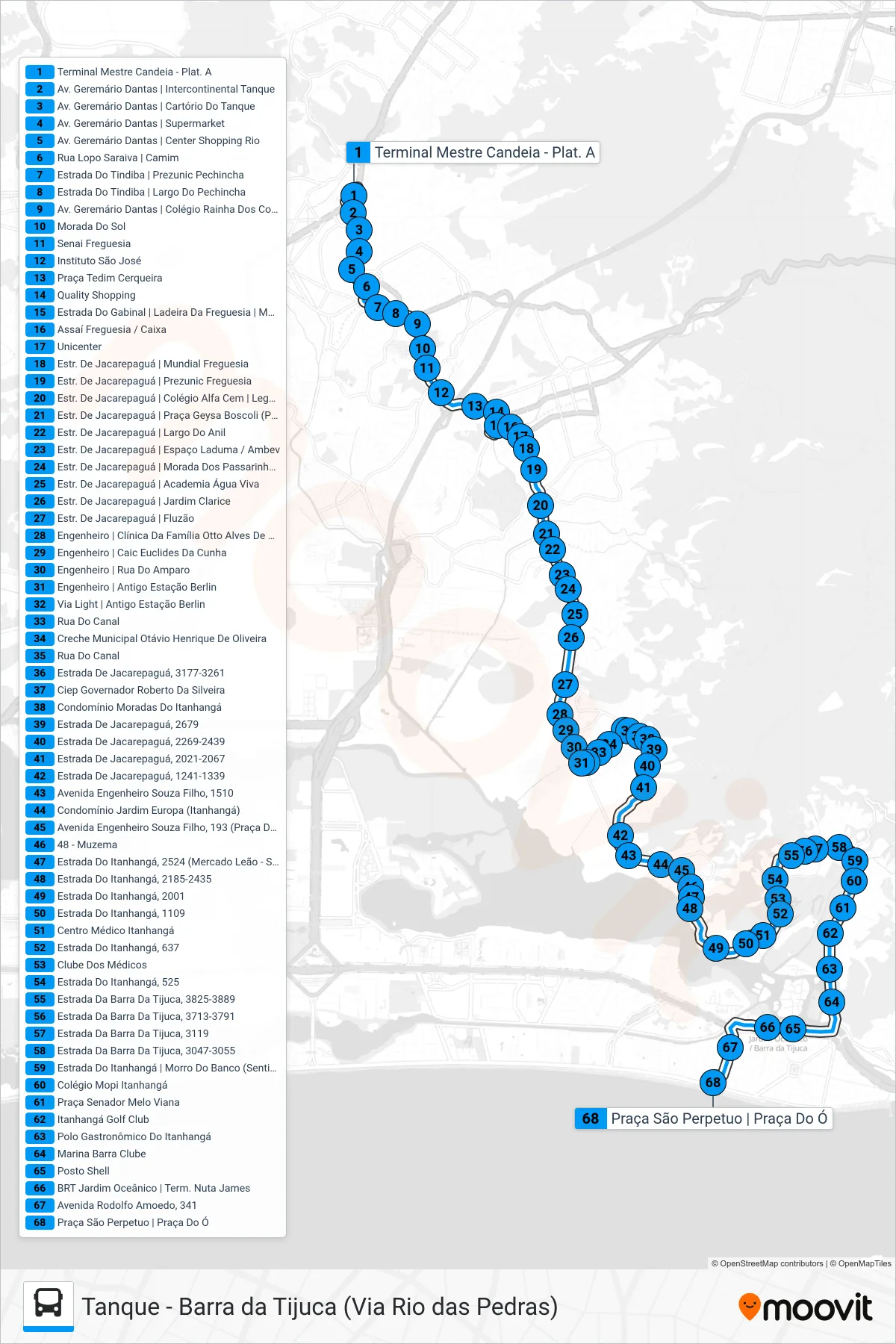 SN 878 bus Line (Barra Da Tijuca (Via Via Light / Floresta) (Desvio Temporário)) route and stops on a map