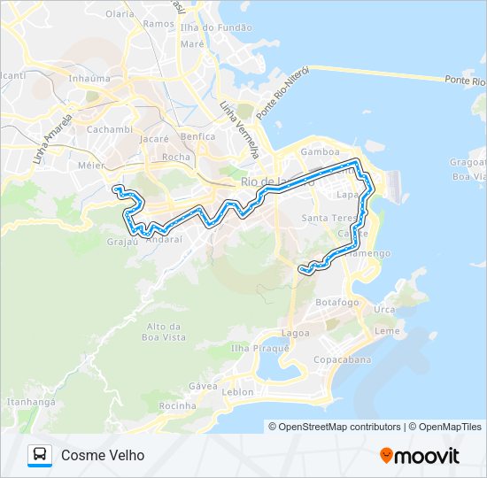 Mapa da linha SN 422 de ônibus