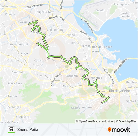 Mapa da linha SN 629 de ônibus