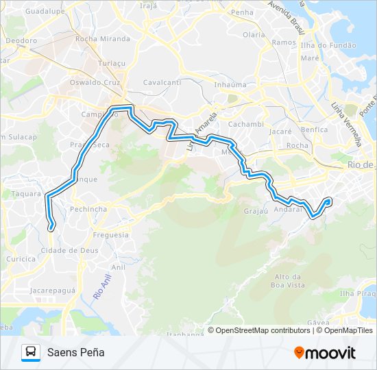 Mapa da linha SN 636 de ônibus