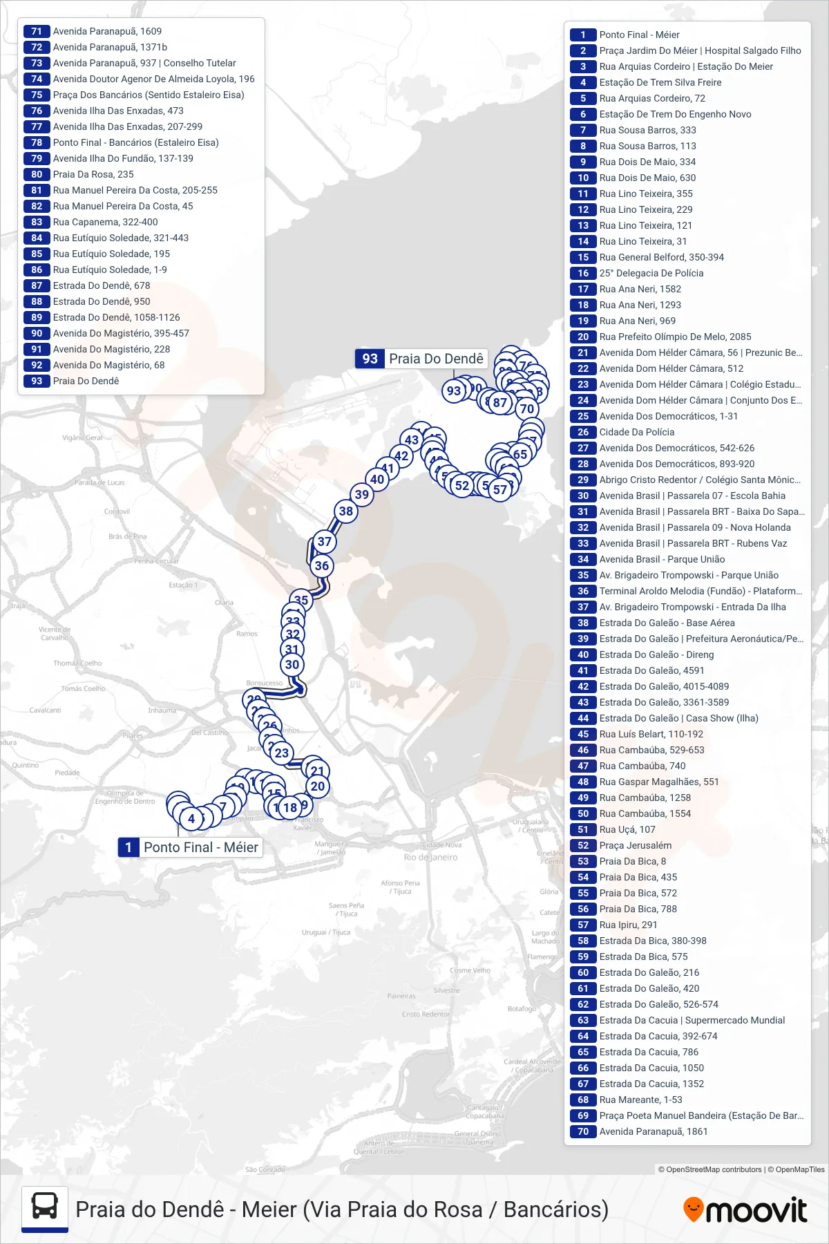 Rota e paradas da linha de ônibus SN 696 (Praia Do Dendê) no mapa