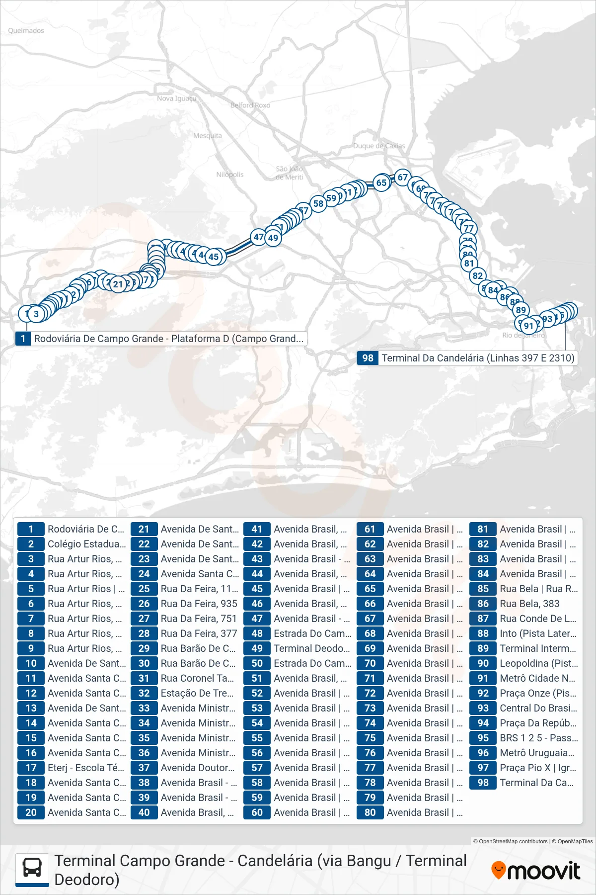 SN 397 bus Line (Candelária) route and stops on a map