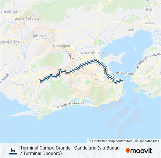 Mapa da linha SN 397 de ônibus