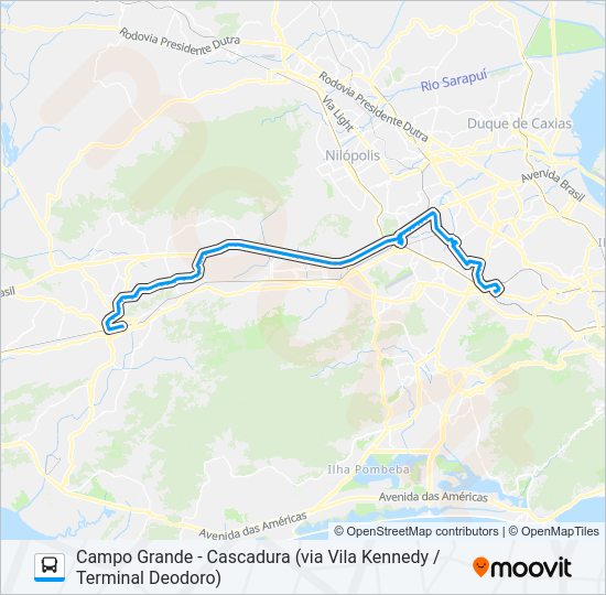 Mapa da linha SN 790 de ônibus