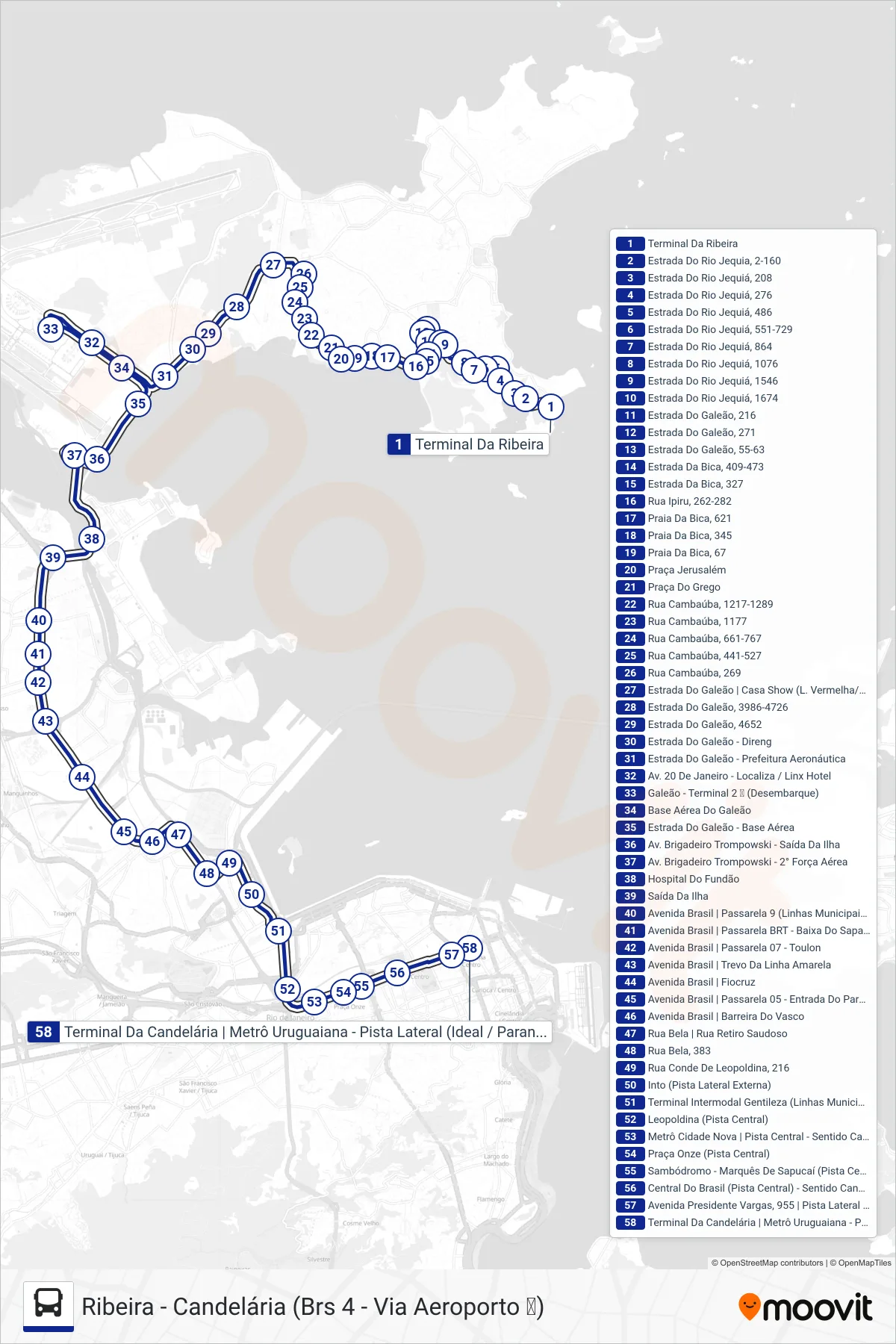 Rota e paradas da linha de ônibus SN 324 (Candelária) no mapa