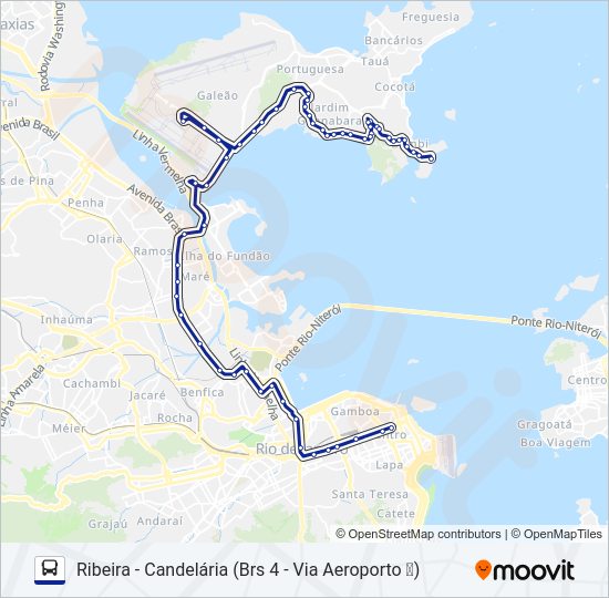 Mapa da linha SN 324 de ônibus