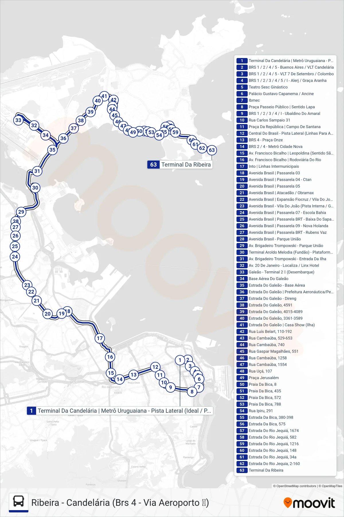 SN 324 bus Line (Ribeira) route and stops on a map