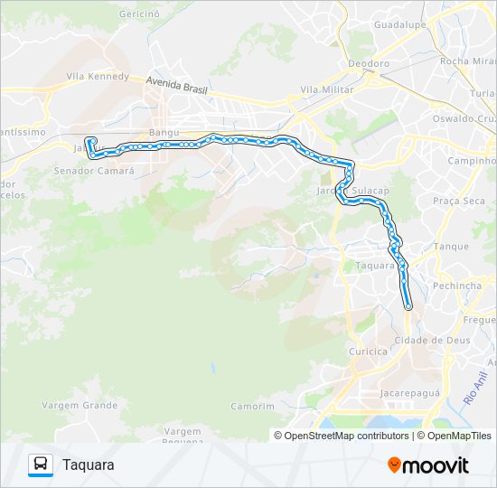 Mapa da linha SN 803 de ônibus