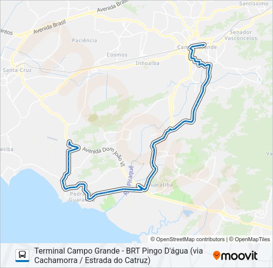 Mapa da linha SN 857 de ônibus