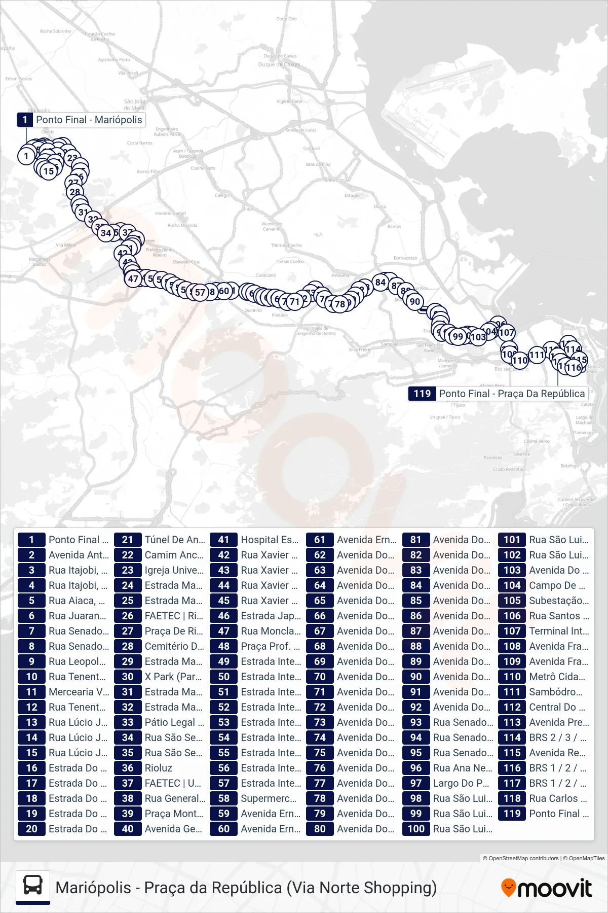 SN 624 bus Line (Praça Da República) route and stops on a map
